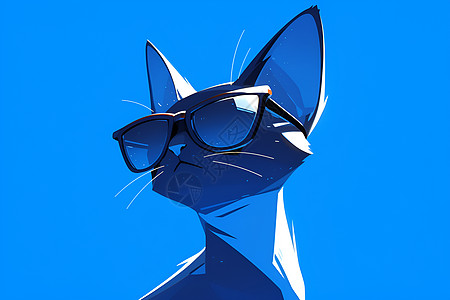 蓝色调下的时髦猫咪图片