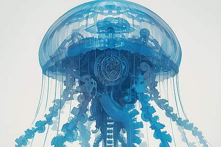 蓝色机器人水母图片