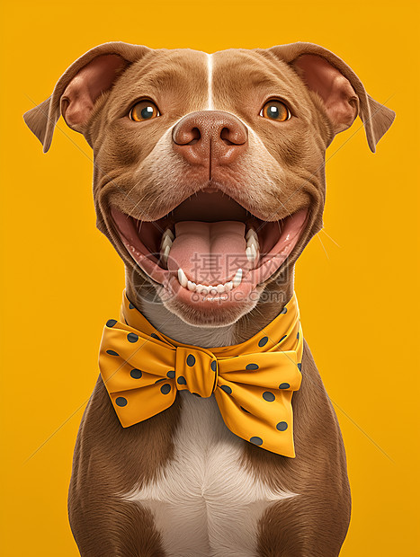 欢乐小狗带着领结图片