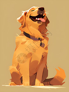 太阳下一只满足微笑的金毛犬图片