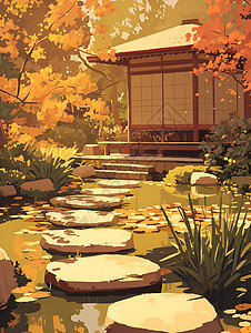 极简日式庭院背景图片