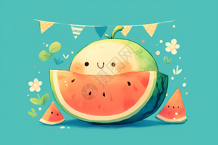欢乐夏日水果西瓜图片