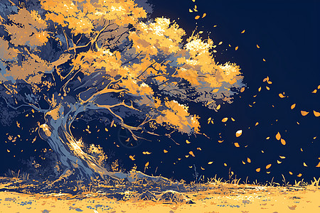 秋天里的树叶背景图片