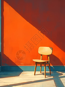 红墙前的木椅图片