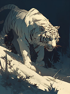 威猛的白虎插画图片