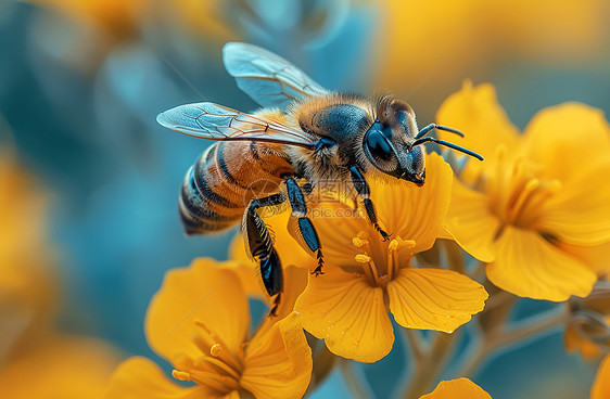 花卉上采蜜的蜜蜂图片