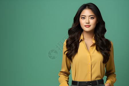 优雅的黄衣商务女性图片