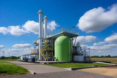 蓝天下的绿色能源工厂图片