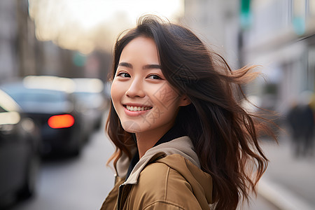 街道上的青年女性图片