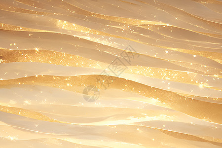 金色沙漏夕阳下的金色飘带插画