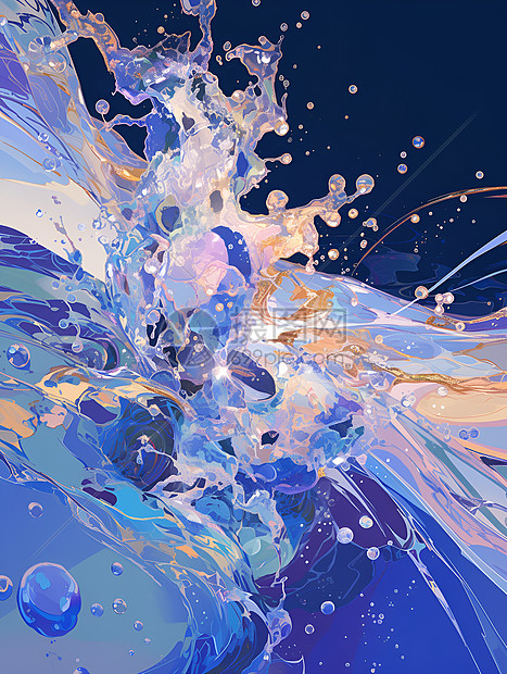 蓝色的水流插画图片下载-正版图片601145949-摄图网