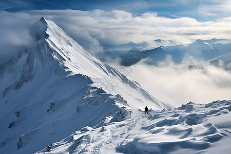 登山者素材风雪中的山巅背景