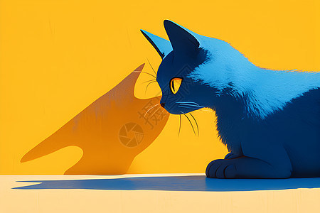 一只蓝色猫的投影图片