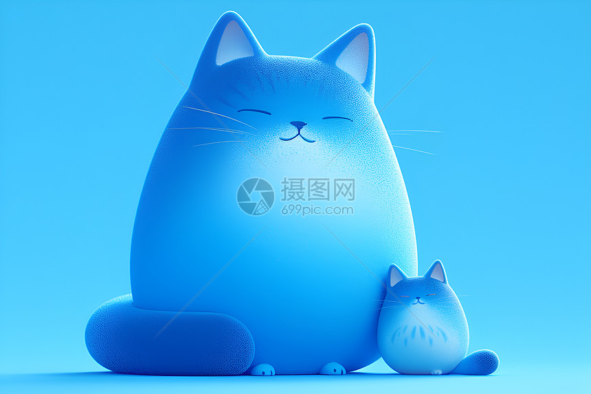 一大一小点可爱蓝猫图片