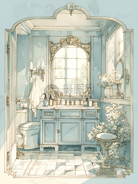 古典浪漫浴室图片
