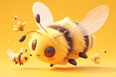 一群可爱的蜜蜂背景图片