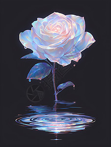 水中盛开的玫瑰花图片