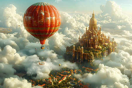 热气球探险背景图片