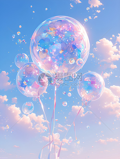 天空中漂浮的气球图片