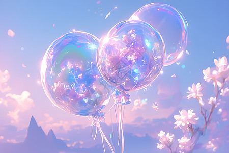 梦幻紫色气球背景图片