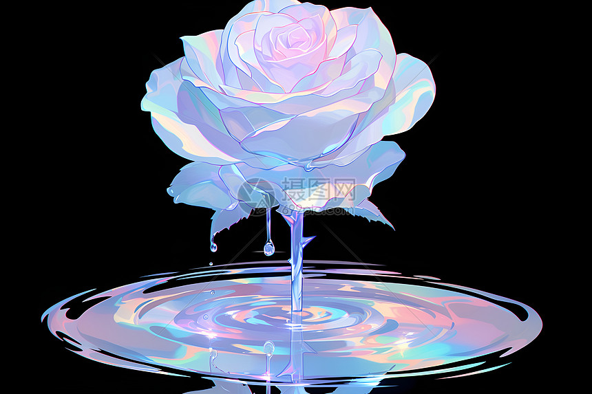 水面泛起玫瑰的幻彩图片