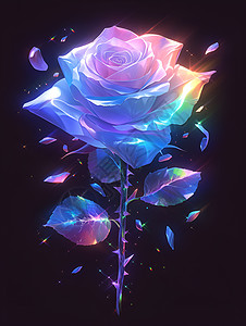 彩虹光映照的抽象玫瑰插画