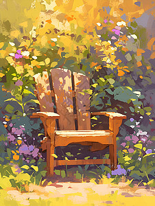 阳光下的花园木椅图片