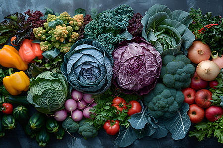 紫甘蓝丰富的蔬菜背景