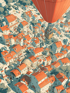 城市上空的红气球图片