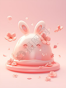 粉色卡通兔子蛋糕图片