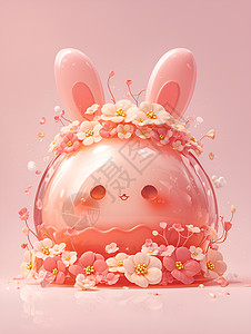 粉色花卷兔子图片