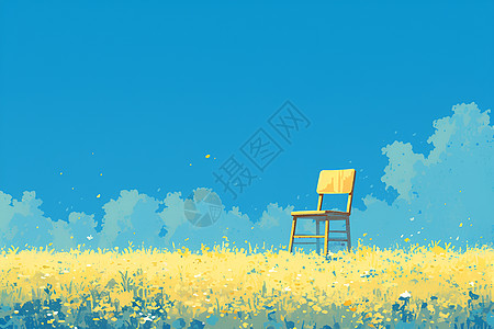 草地上的一把木椅背景图片