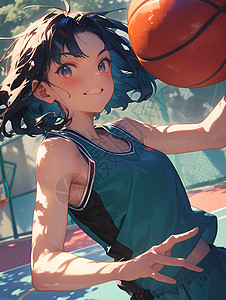 篮球场上的女孩背景图片