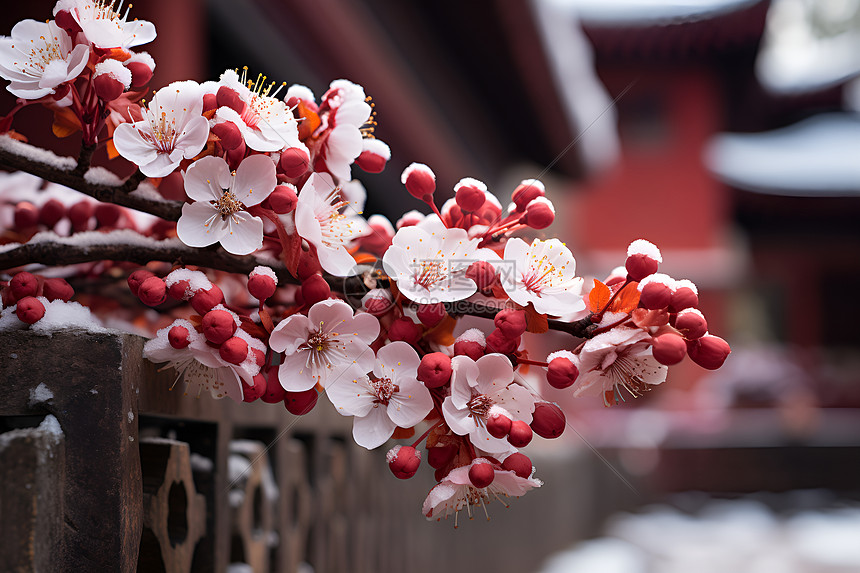 雪中梅花图片