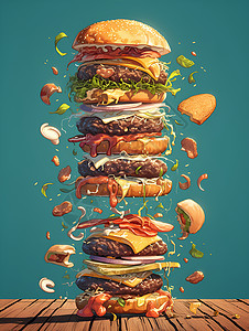 食欲四溢的汉堡图片