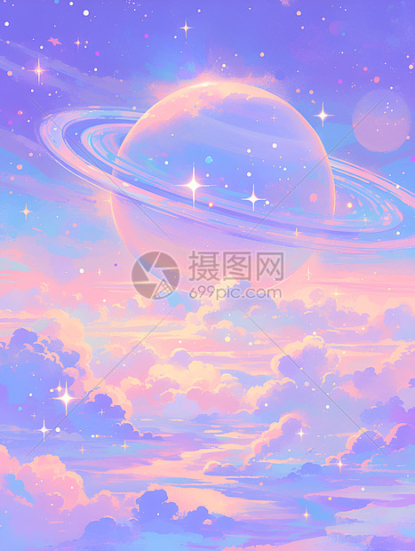 夜空中的土星图片