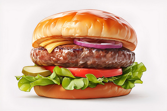 美味汉堡的诱人插画图片