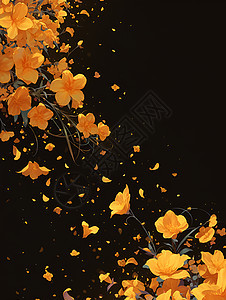 黄色花朵在神秘黑色背景中图片