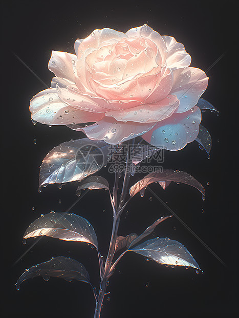 黑色背景下展示的玫瑰图片