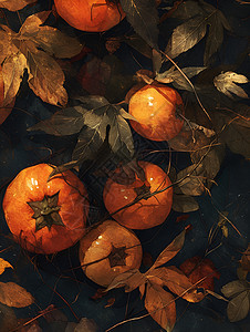 秋意浓郁的柿子背景图片
