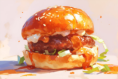 一个美味可口的汉堡图片