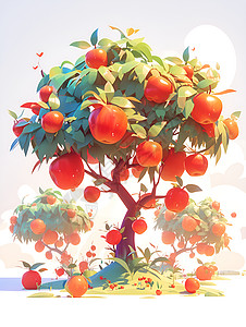 卡通苹果树插画图片
