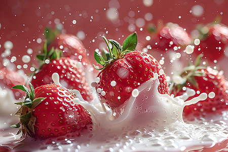 美味的草莓牛奶图片