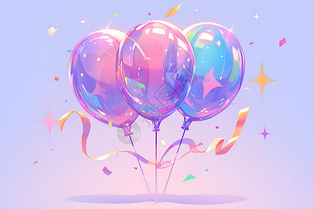 绚丽幻梦三个气球连结背景图片