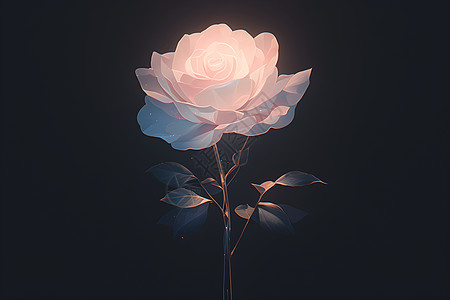 黑夜之中一朵白玫瑰图片