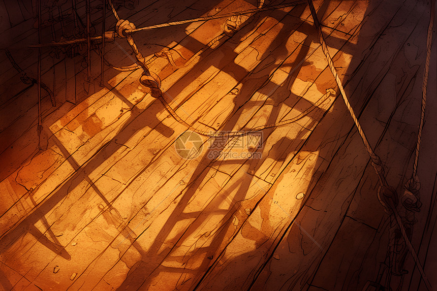 夕阳下的木船影子图片
