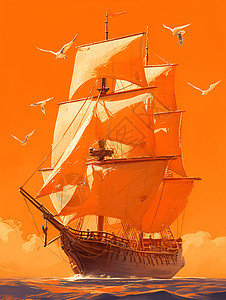 海面航行的木船图片