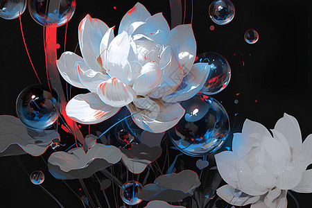 梦幻的泡泡和花卉图片