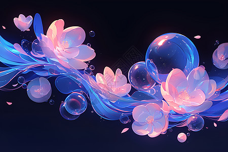 奇幻的泡泡花朵背景图片