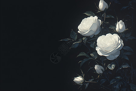 花朵设计设计的梦幻玫瑰插画